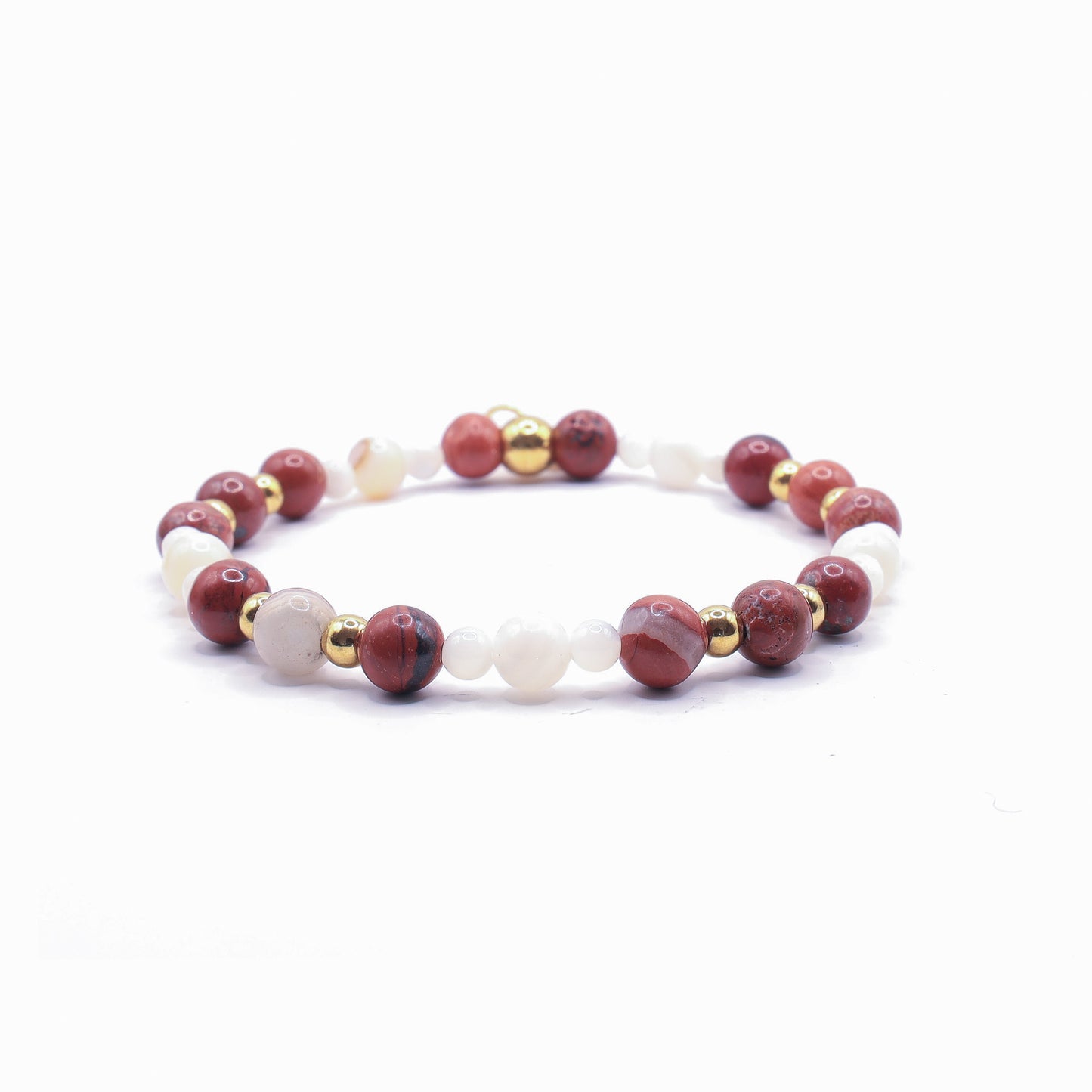 Jaspis rood & Parel goud armband