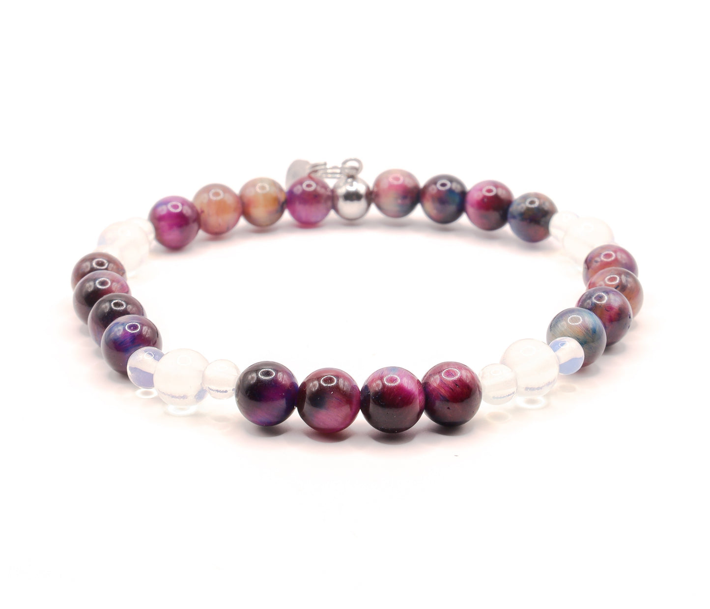 Tijgeroog paars & Opaliet armband