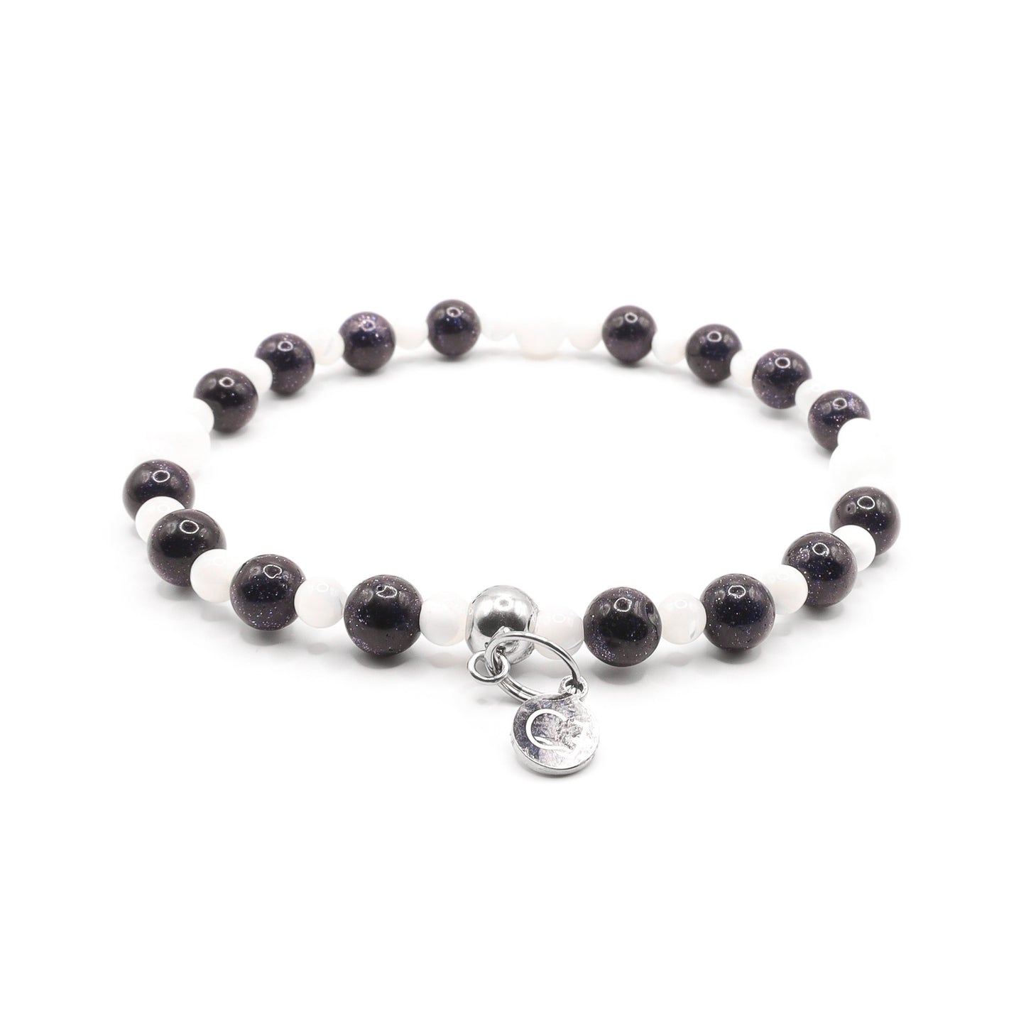 Zandsteen blauw en schelpkraal armband