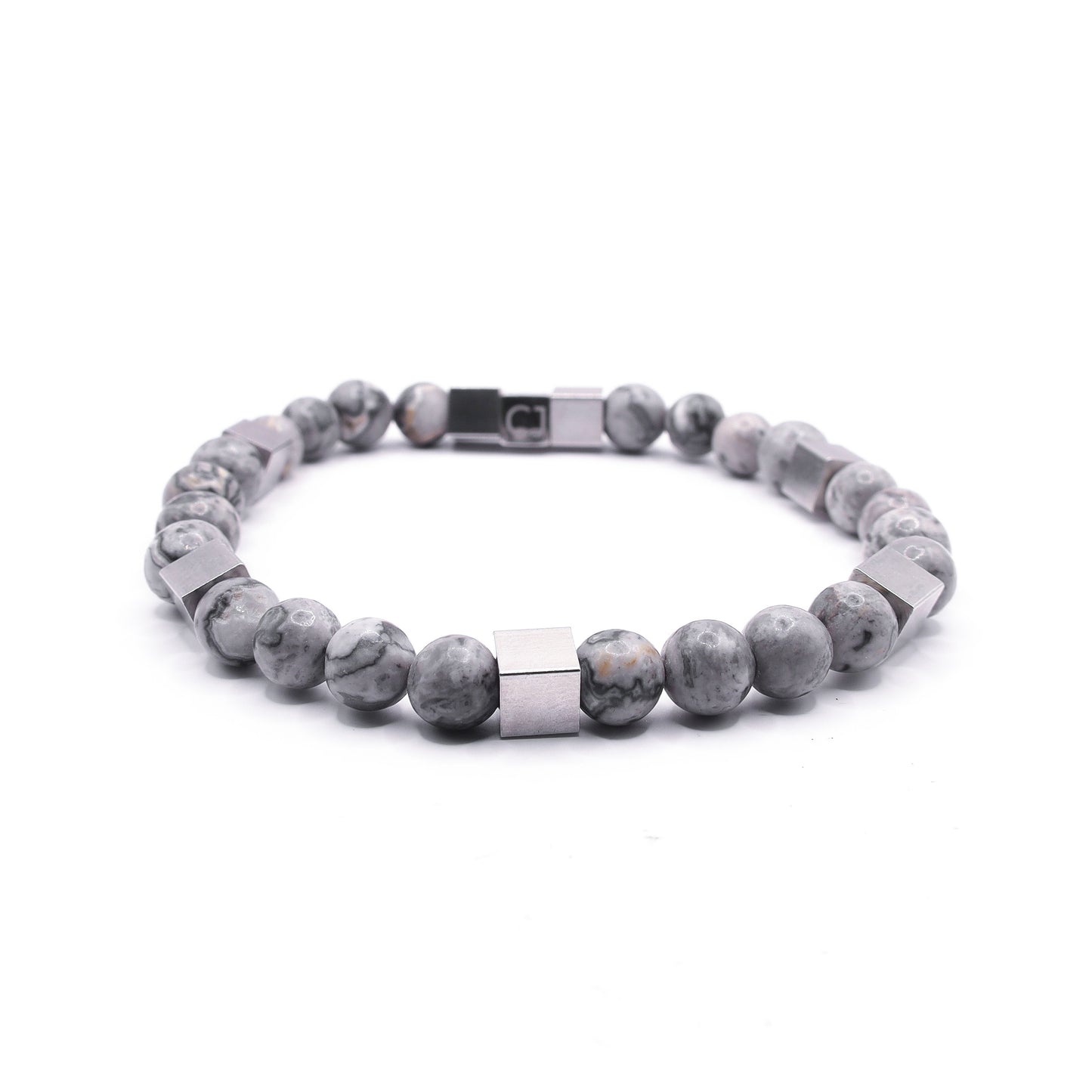 Agaat grijze lace armband