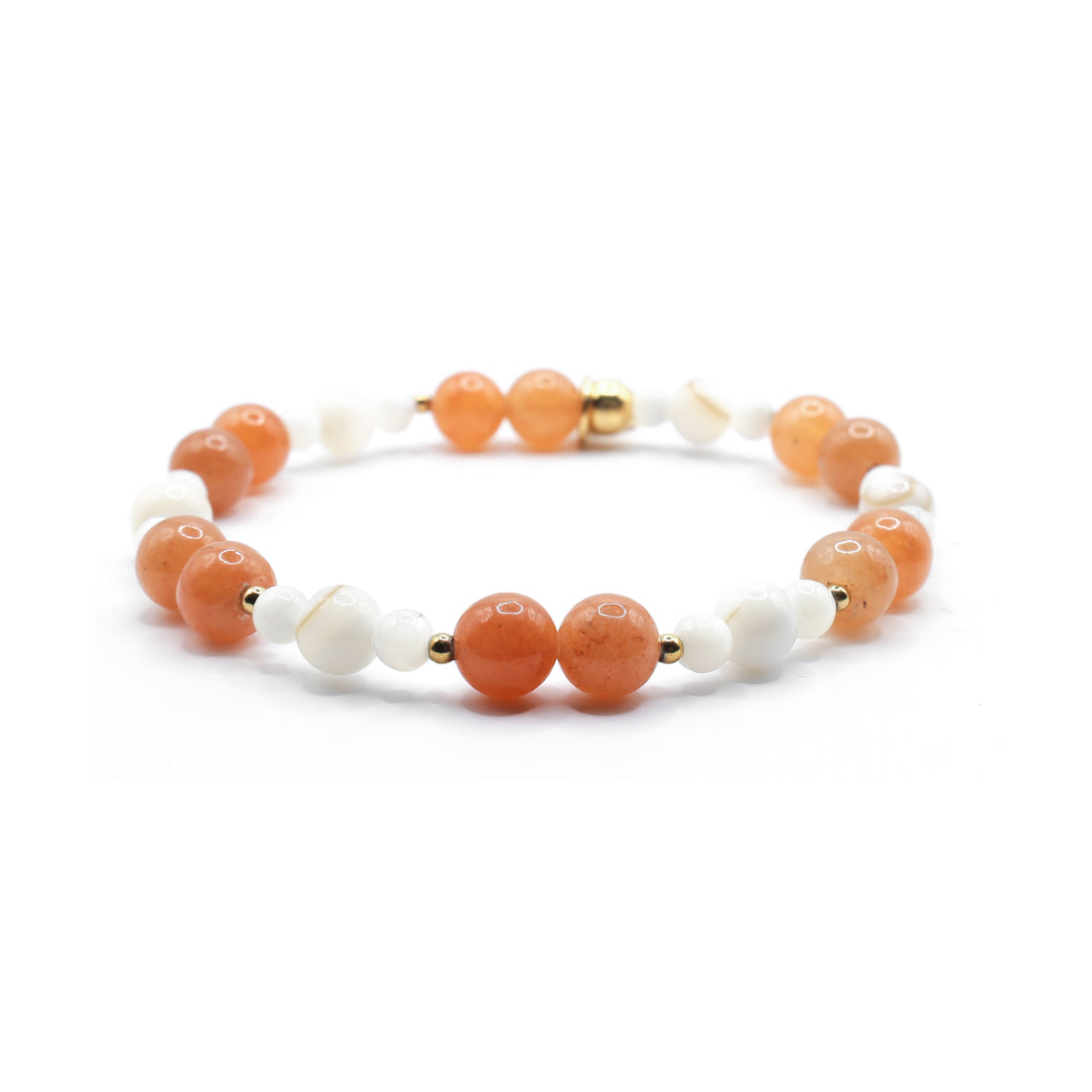 Aventurijn oranje & Parel goud armband