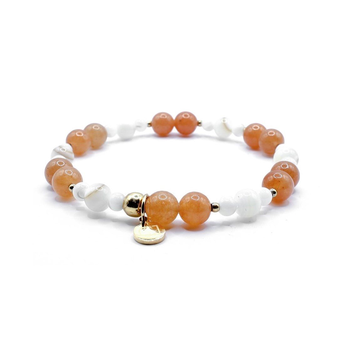 Aventurijn oranje & Parel goud armband