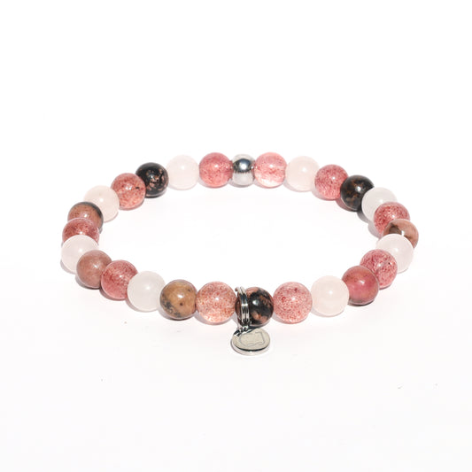Aardbeienkwarts roze armband kids
