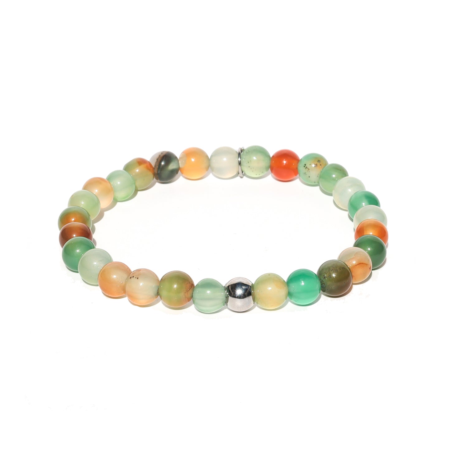 Agaat groen-oranje armband kids