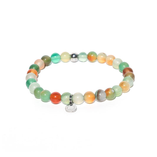 Agaat groen-oranje armband kids