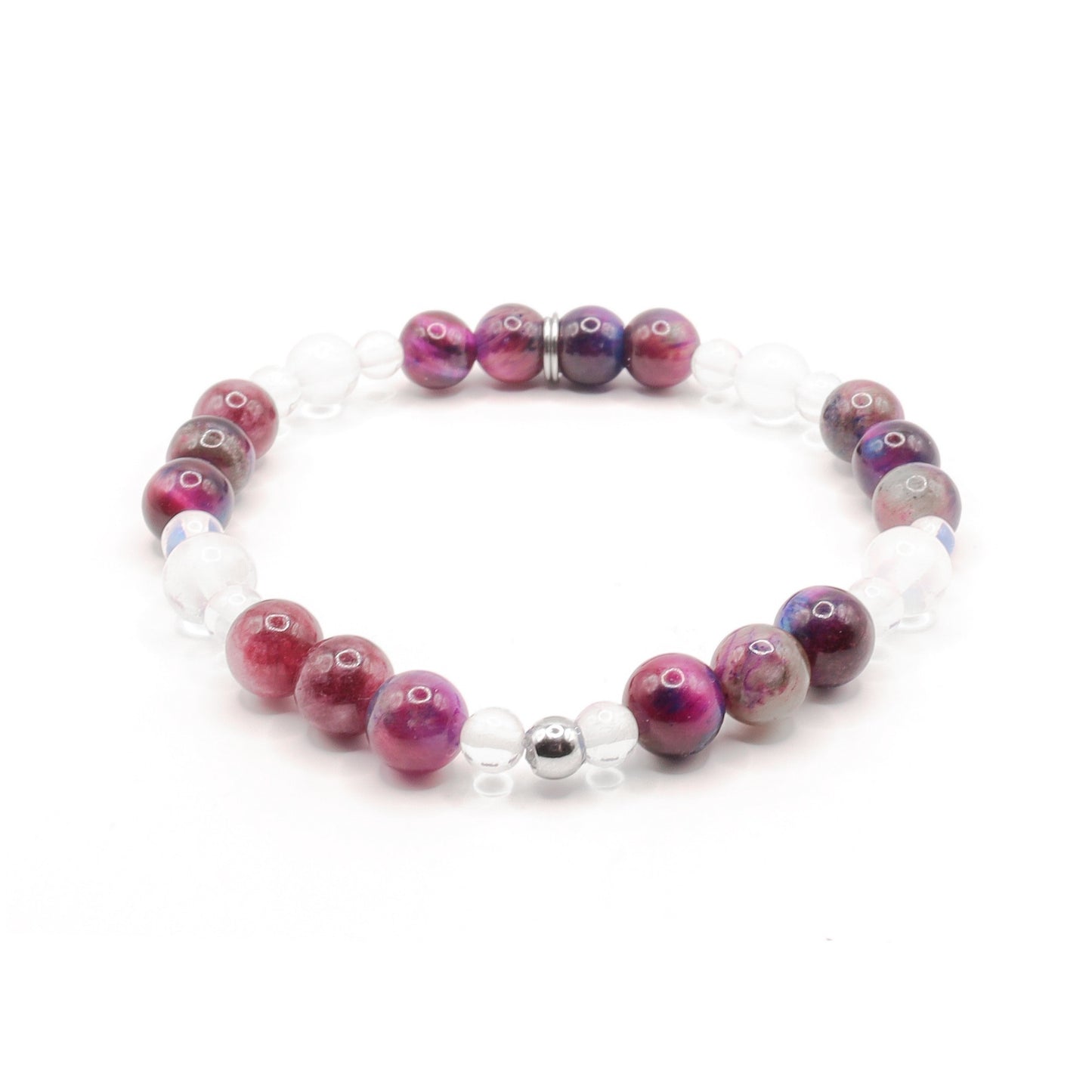 Tijgeroog paars & Opaliet armband kids