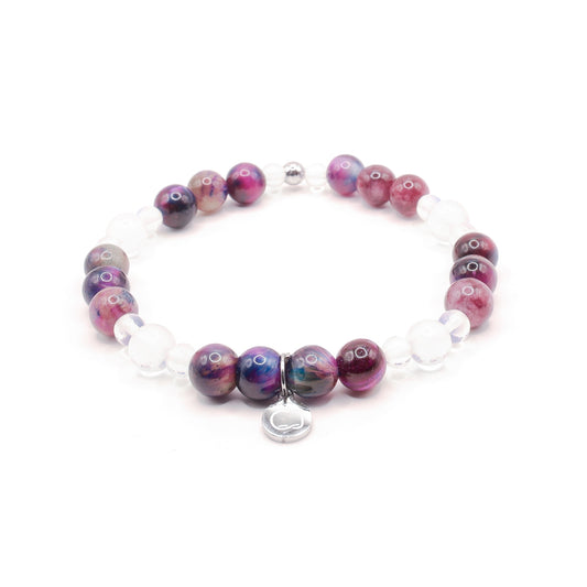 Tijgeroog paars & Opaliet armband kids