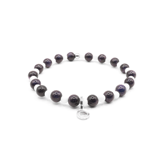 Zandsteen blauw en schelpkraal armband kids