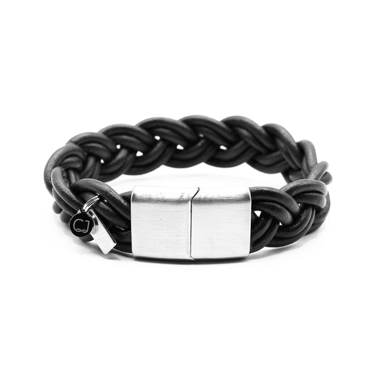 Leren armband zwart