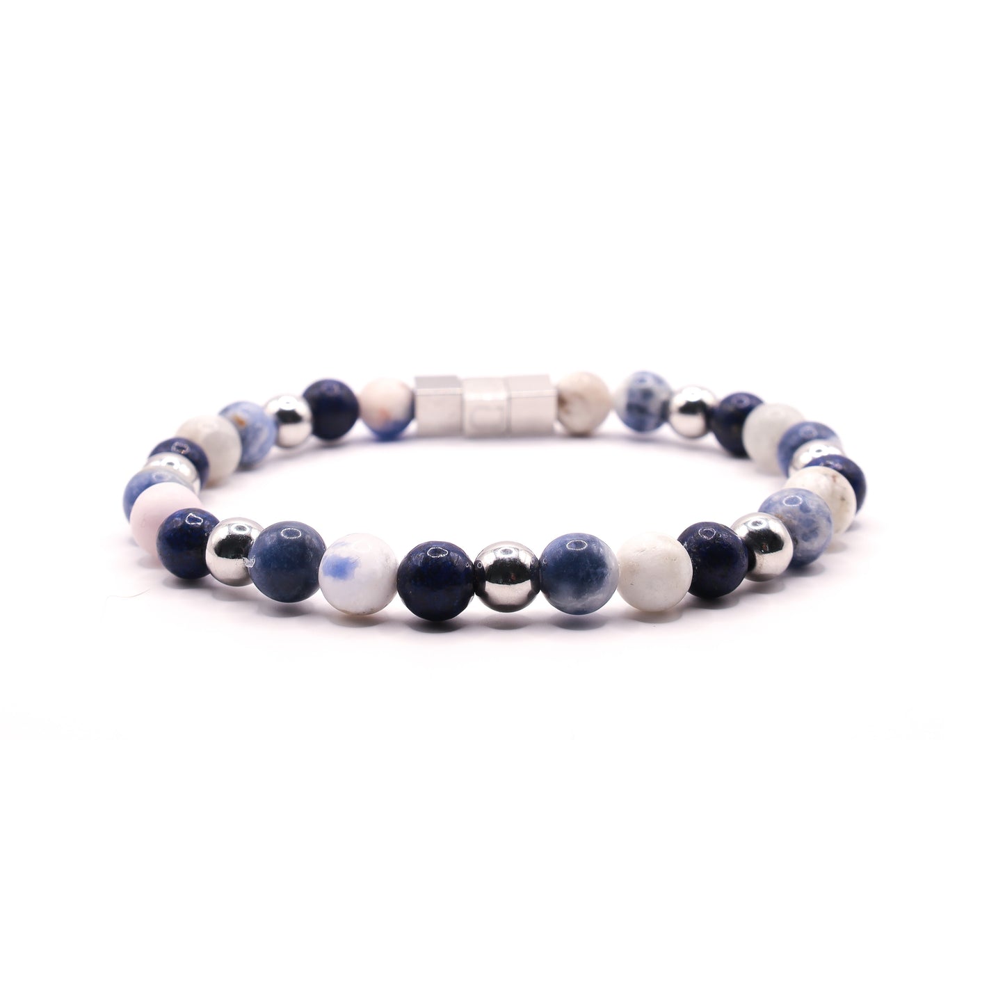 Sodaliet blauw-wit staal armband