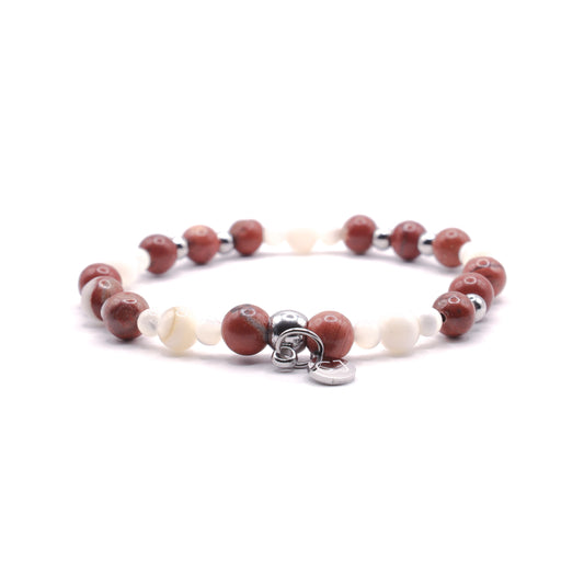 Jaspis rood & Parel armband
