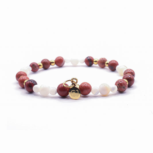 Jaspis rood & Parel goud armband