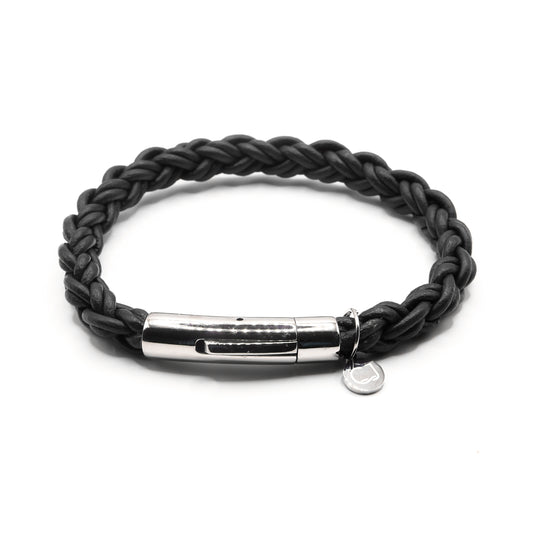 Leren armband zwart