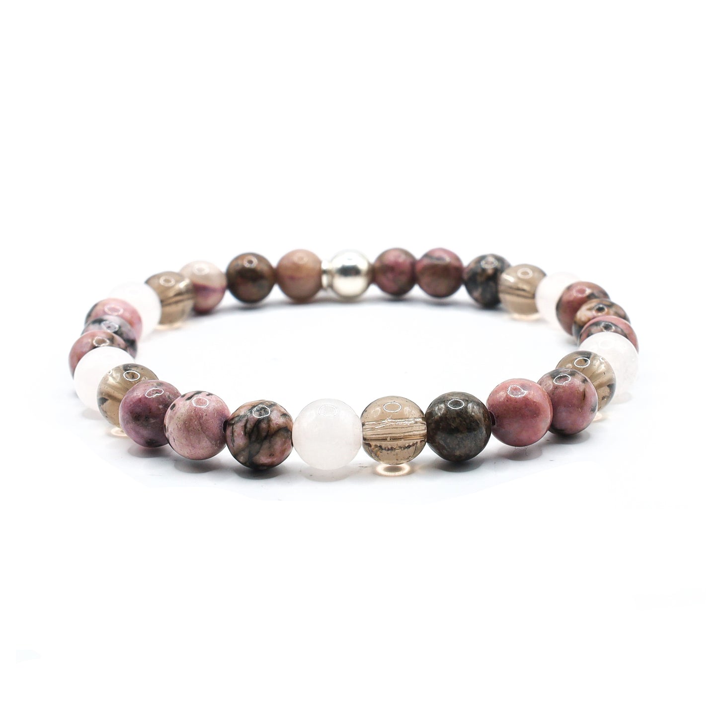 Rhodoniet Rozenkwarts & Rookkwarts armband