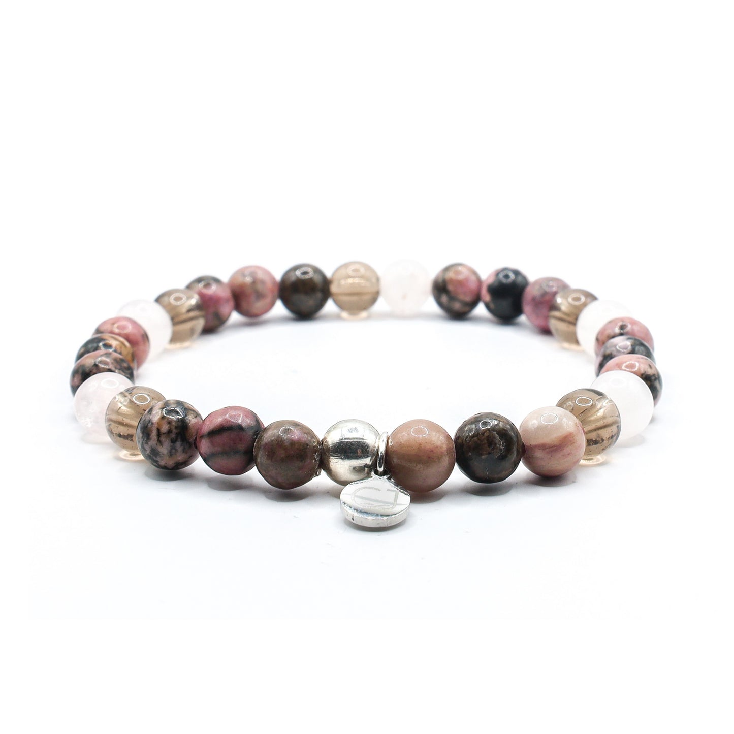 Rhodoniet Rozenkwarts & Rookkwarts armband