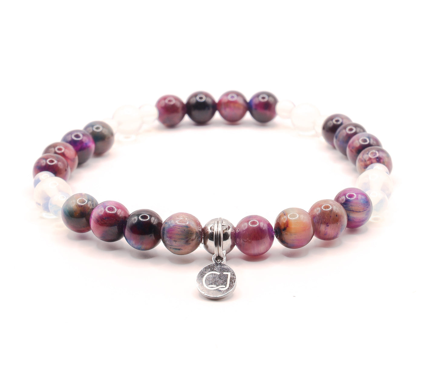 Tijgeroog paars & Opaliet armband