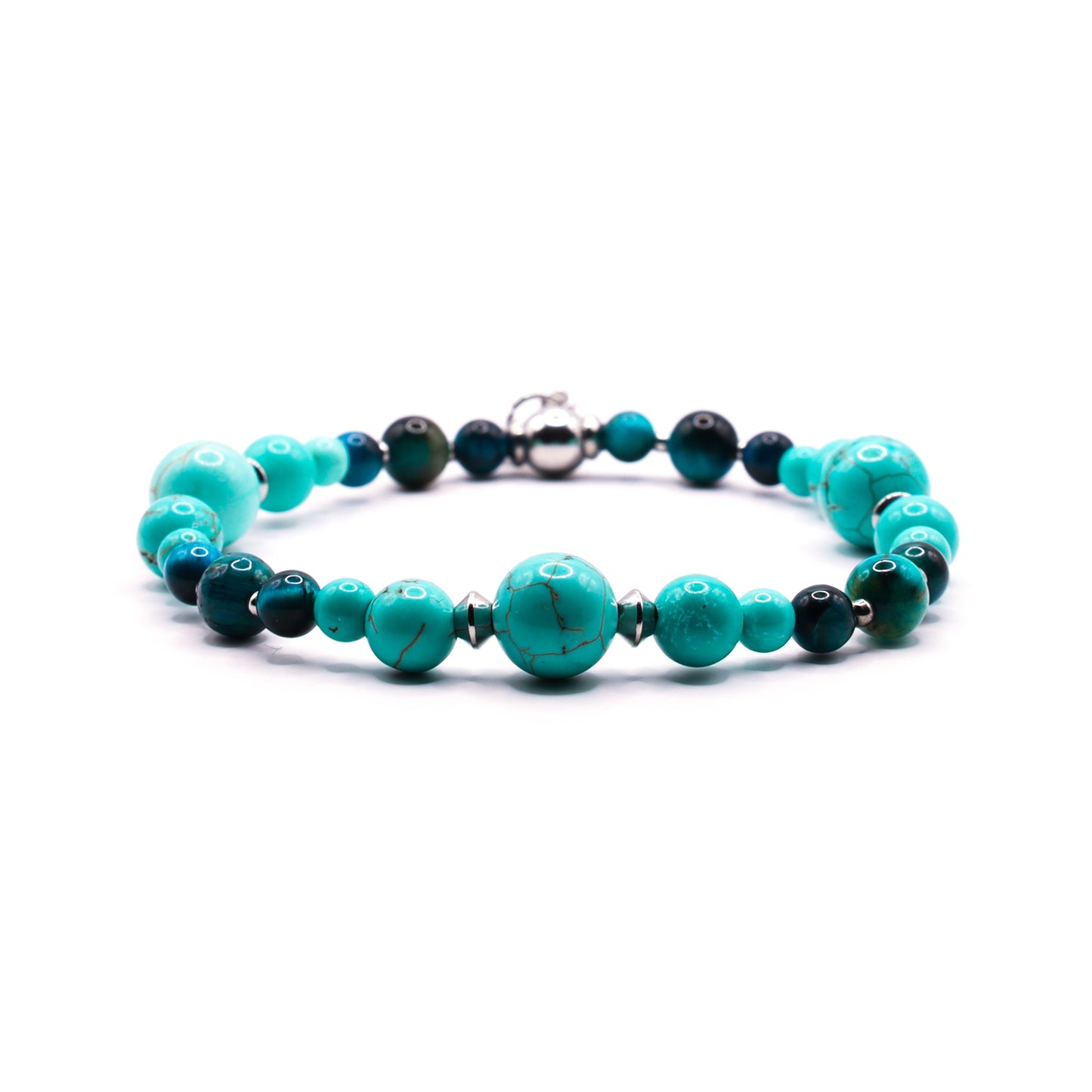 Turqueniet & blauwe Tijgeroog armband