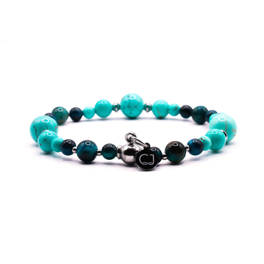 Turqueniet & blauwe Tijgeroog armband