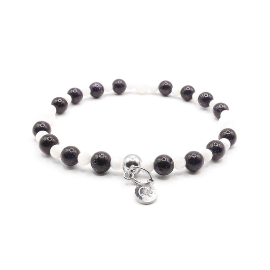 Zandsteen blauw en schelpkraal armband