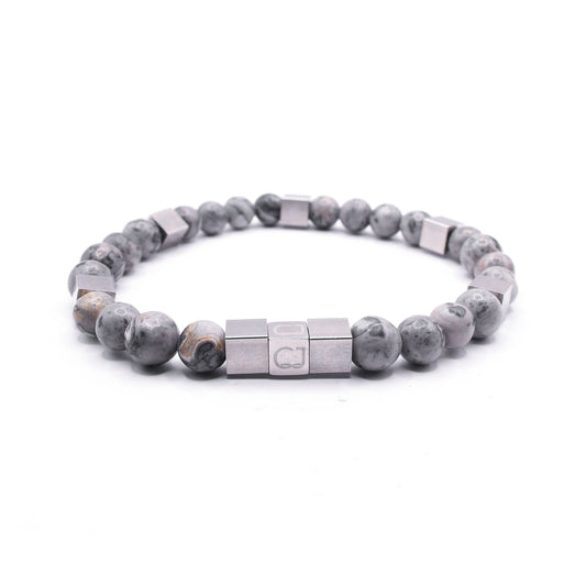 Agaat grijze lace armband
