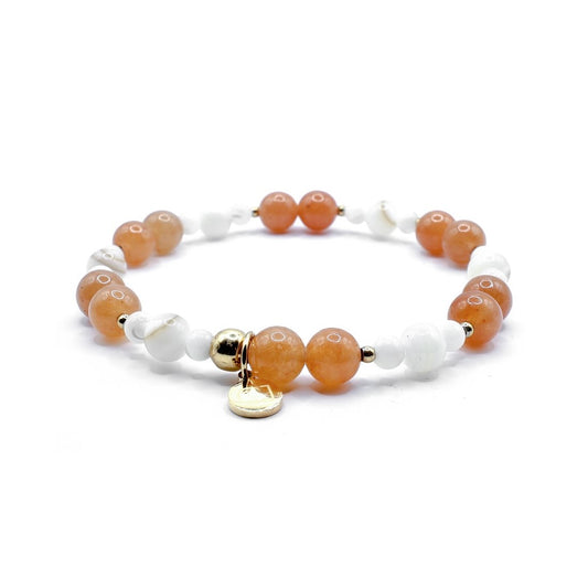 Aventurijn oranje & Parel goud armband